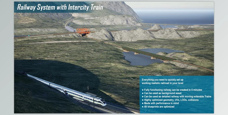 Download Unreal Engine - Railway System with IC Train (Engine version 4.27- 5.0)