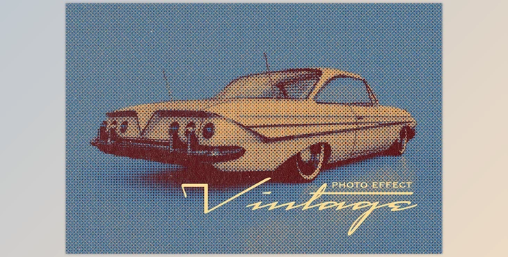 Download Retro Halftone Photo Effect - 92550343