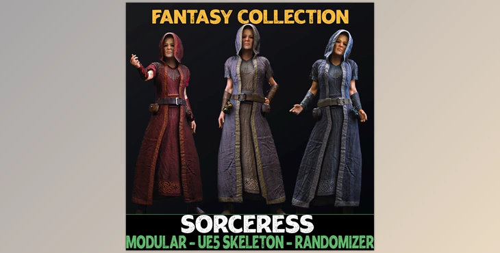 Download Unreal Engine - Characters Modular Sorceress - Female Humans - Fantasy Collection v5.01