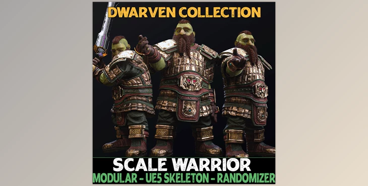 Download Unreal Engine - Characters Scaled Warrior - Male Dwarfs - Fantasy Dwarf Collection v5.1