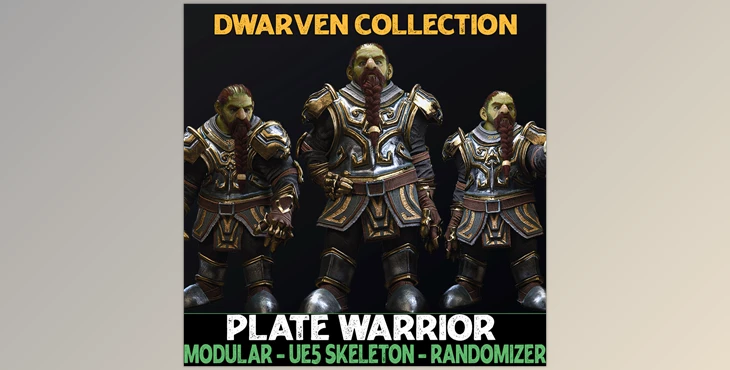 Download Unreal Engine - Characters Plate Warrior - Male Dwarfs - Fantasy Dwarf Collection v5.1