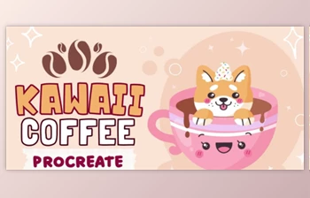Download Puppuccino Morning: Drawing Cute Kawaii Coffee with a Dog Pal in <span class='badge badge-warning'>Procreate</span>