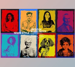 Download Linoleum Block Prints Action - 91896465