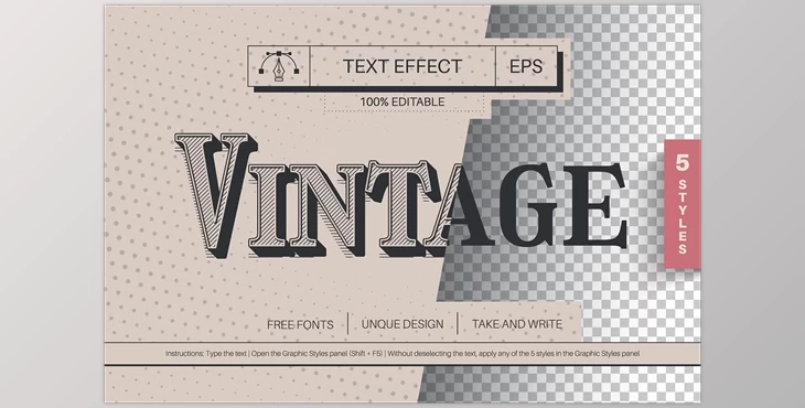 Download 5 Vintage Editable Text Effects - 112924808