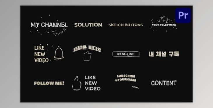 Download Sketch Youtube Buttons And Titles for Premiere Pro (Videohive 51949122)