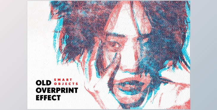 Download Vintage Duotone Overprint Photo Effect - 129915907