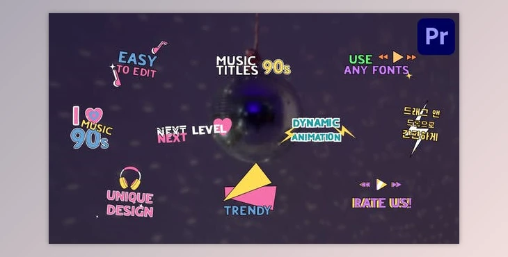 Download 90's Music Titles | Premiere Pro MOGRT (Videohive 51916709)