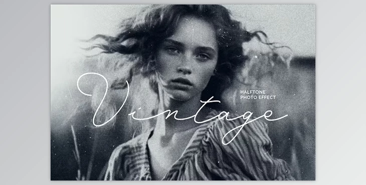 Download Vintage Halftone Photo Effect - 91685702