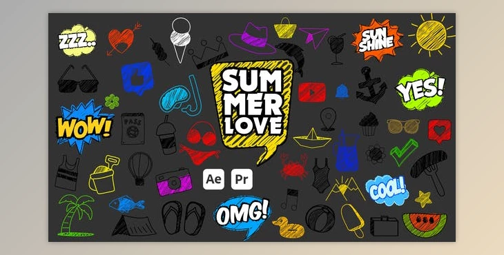 Download Summer Scribble Icons (Videohive 52070168) - AE Project
