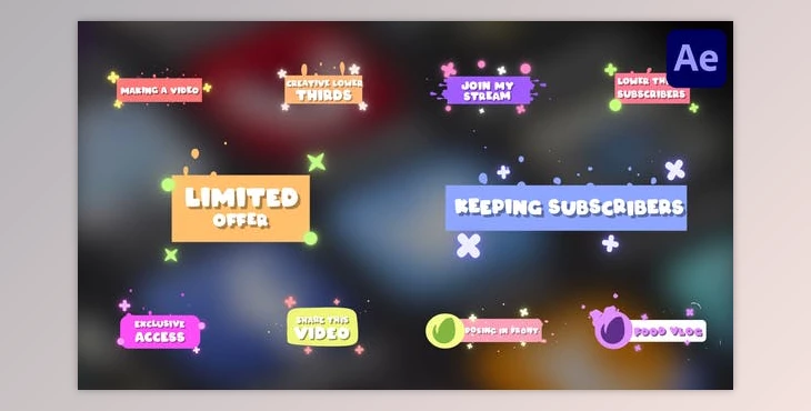 Download Cartoon Lower Thirds And Subscribers for After Effects (Videohive 52056480) - AE Project