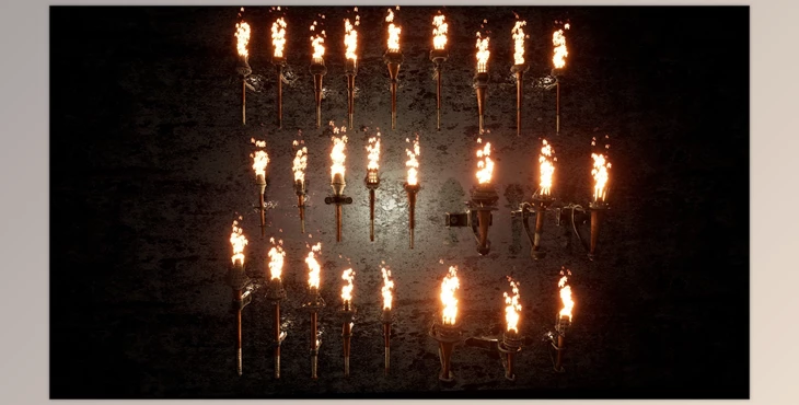 Download Unreal Engine - Torches package - 50 Variations (Engine version 4.25- 4.27, 5.0- 5.2)