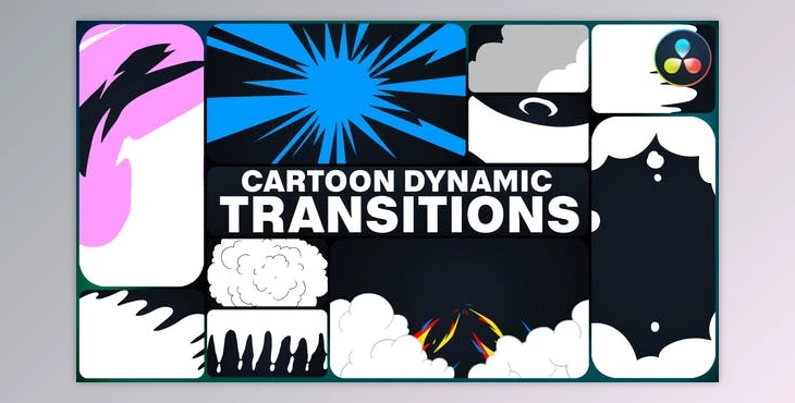 Download Cartoon Dynamic Transitions for DaVinci Resolve (Videohive 51868822)