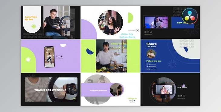 Download Youtube Creative Endscreens for DaVinci Resolve (Videohive 49853645)