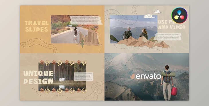 Download Cartoon Travel Slideshow for DaVinci Resolve (Videohive 48252523)