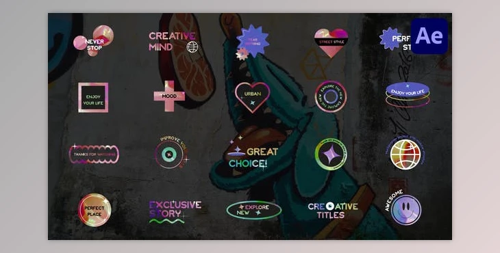 Download Holographic Sticker Titles for After Effects (Videohive 52121070) - AE Project