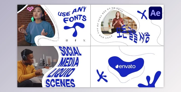 Download Social Media Liquid Scenes for After Effects (Videohive 52155792) - AE Project