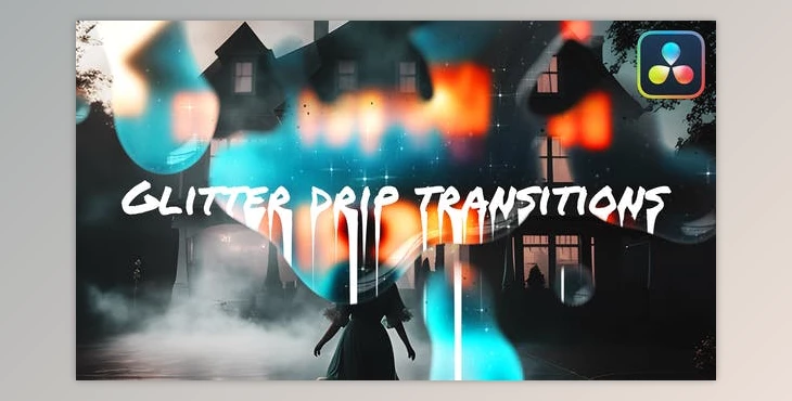 Download Glitter Drip Transitions | DaVinci Resolve (Videohive 47522259)