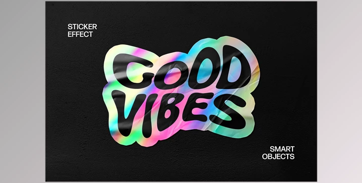 Download Holo Wrinkled Sticker Mockup - 190280530