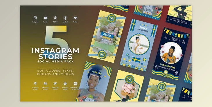 Download Swedish Independence Day Sweden Flag Instagram Stories (Videohive 52342878) - AE Project