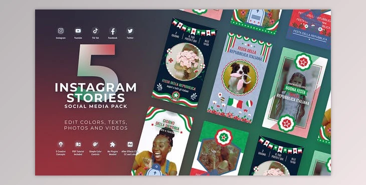 Download Italy Independence Day Italian Flag Instagram Stories (Videohive 52342286) - AE Project
