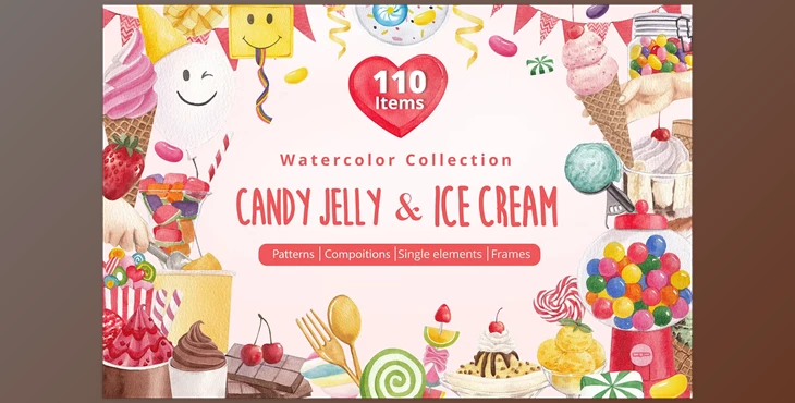 Download Candy Jelly & Ice Cream Watercolor - 13425676