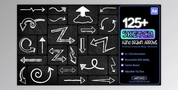 Download 125 Sketch Hand Drawn Arrows (Videohive 52307884) - AE Project