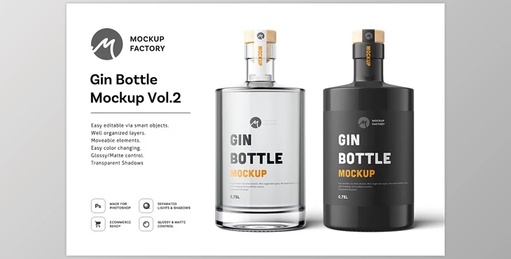 Download Gin Bottle Mockup Vol.2 CreativeMarket - 6181405