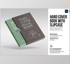 Download Hard Cover Book with Slipcase Mockup CreativeMarket - 6375247