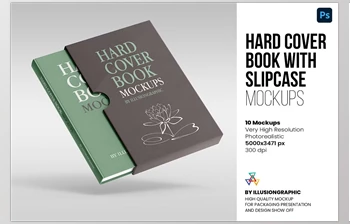 Download Hard Cover Book with Slipcase <span class='badge badge-warning'>Mockup</span> <span class='badge badge-warning'>CreativeMarket</span> - 6375247