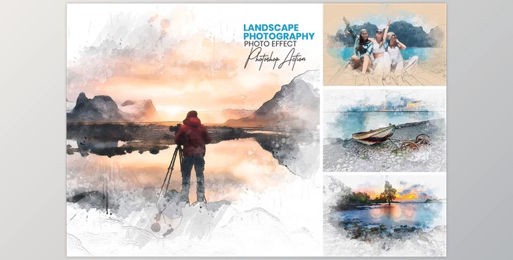 Download Landscape Photography Watercolor CreativeMarket - 42284283