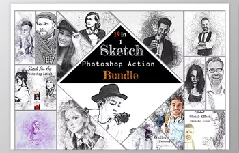 Download 19 in 1 Sketch PS Action <span class='badge badge-warning'>Bundle</span> Creative Market – 17697210