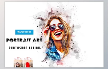 Download Watercolor Portrait <span class='badge badge-warning'>Art</span> PS <span class='badge badge-warning'>Action</span> Creative Market – 17630104