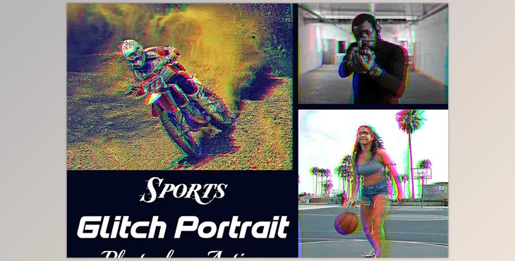 Download Sports Glitch Portrait Ps Action - 92039775