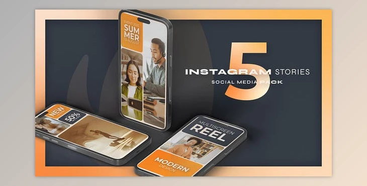 Download Instagram Multiscreen Vertical Reel Orange (Videohive 50817820) - AE Project