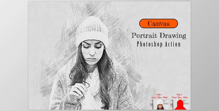 Download Canvas Portrait Drawing Photoshop Action Creative Market – 13410231