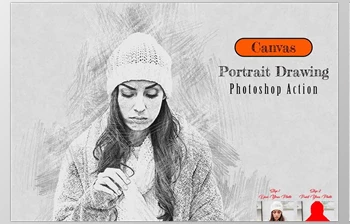 Download Canvas Portrait <span class='badge badge-warning'>Drawing</span> Photoshop Action Creative Market – 13410231