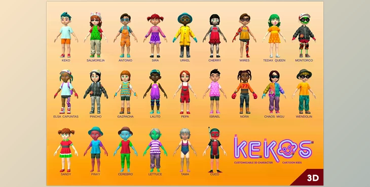 Download Unity Asset - KEKOS - Customizable 3D Character Cartoon Kids v1.1.0