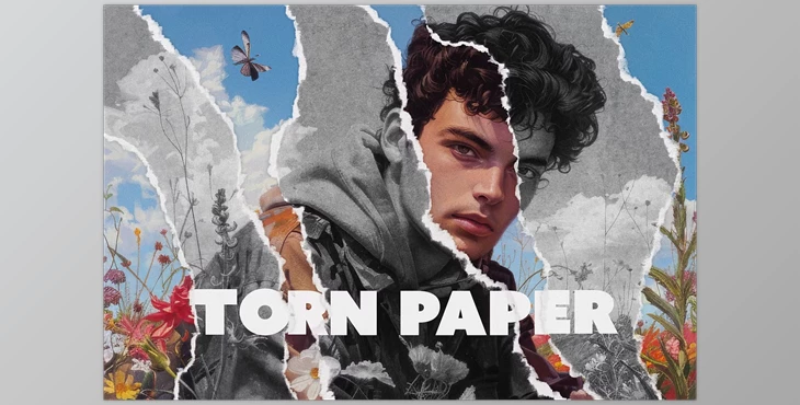 Download Mixed Torn Paper Photo Effect - 273595224