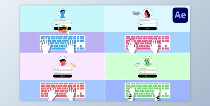 Download Keyboard Login Explainer for After Effects (Videohive 52566063) - AE Project