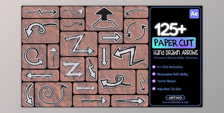 Download 125+ Paper Cut Hand Drawn Arrows (Videohive 52789547) - AE Project