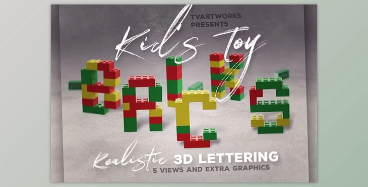 Download Toy Bricks 3D Lettering CreativeMarket - 3828851