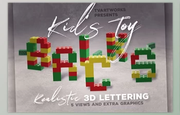 Download Toy Bricks <span class='badge badge-warning'>3D</span> Lettering CreativeMarket - 3828851