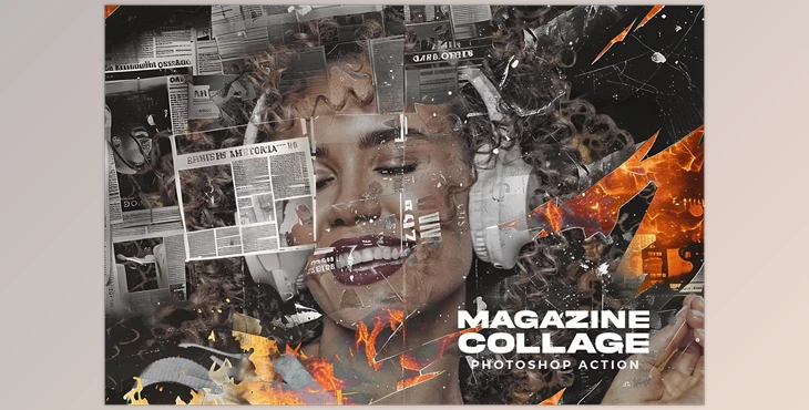 Download Magazine Collage Photoshop Action - 279643086