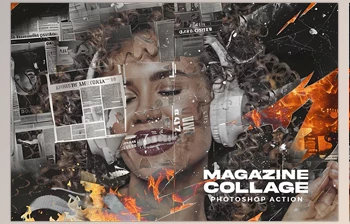 Download <span class='badge badge-warning'>Magazine</span> Collage Photoshop Action - 279643086