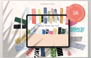 Download Modern Washi Tape Vol2 for <span class='badge badge-warning'>Procreate</span> Creative Market - 4769036