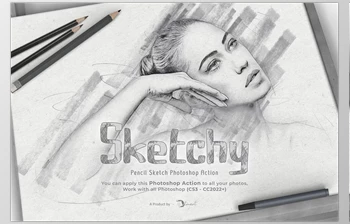 Download Sketchy | <span class='badge badge-warning'>Pencil</span> Sketch PS Action Creative Market - 7557675