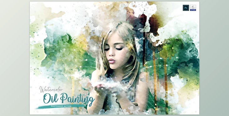 Download Watercolor Oil Painting – PS Action Creative Market - 7090408