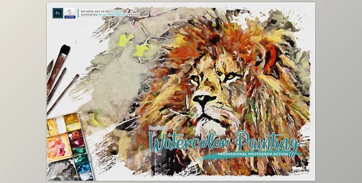 Download Realistic Watercolor Painting PS Action Creative Market - 7076551