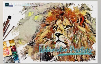 Download Realistic <span class='badge badge-warning'>Watercolor</span> <span class='badge badge-warning'>Painting</span> PS Action Creative Market - 7076551