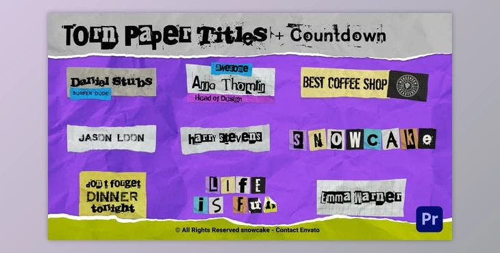 Download Torn Paper Titles For Premiere Pro (Videohive 52733729)